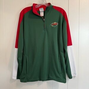 NHL Hockey Minnesota Wild S Green Red Quarter Zip Sweater